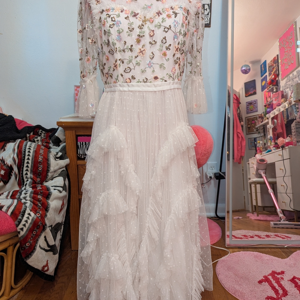 Floral Embroidered Sheer Dress - Picture 2 of 8